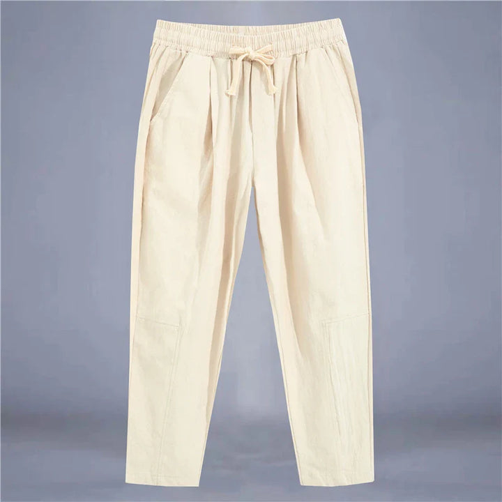 Arden Cotton-Linen Drawstring Pants
