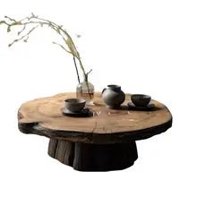 Wabi Sandy Wind Solid Wood Coffee Table Log Round Small Apartment Living Room - Aries x Rose