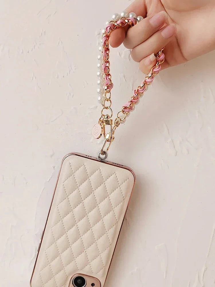 Leather Pearl Camellia Bracelet