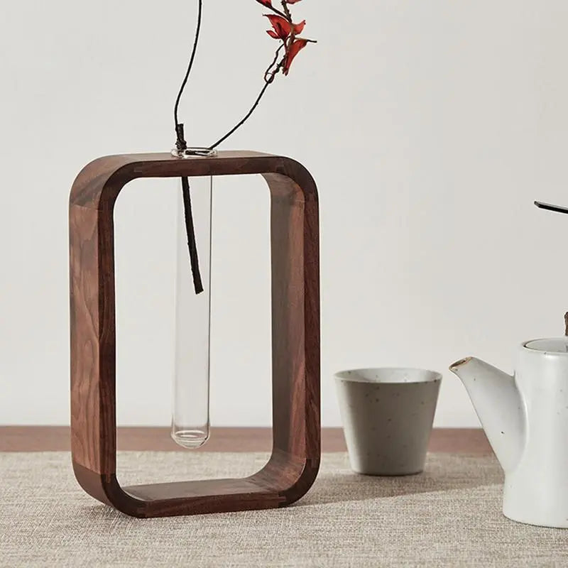 Wooden Hydroponic Glass Vase