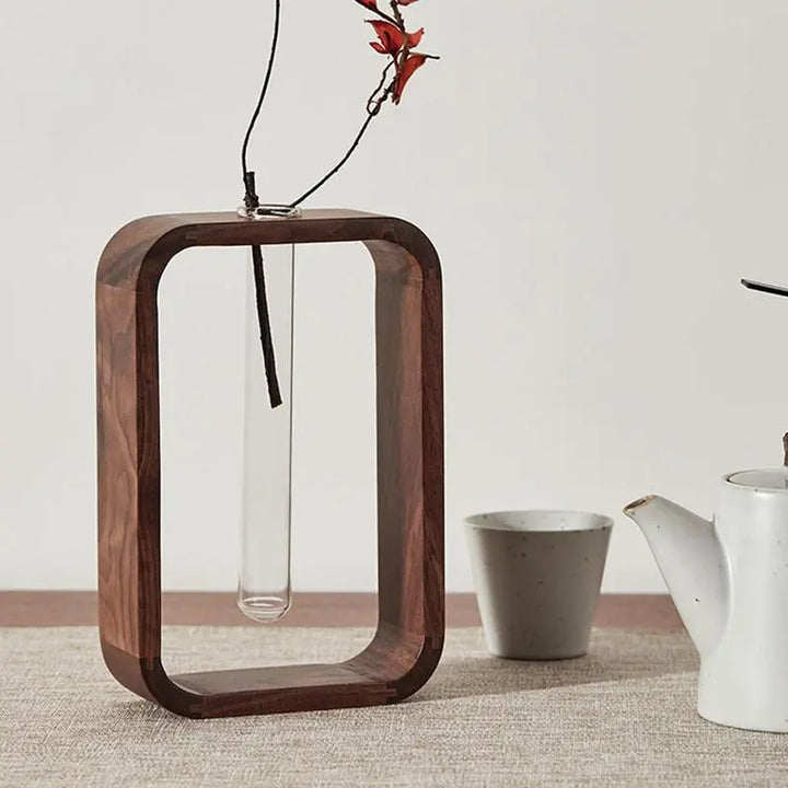 Wooden Hydroponic Glass Vase