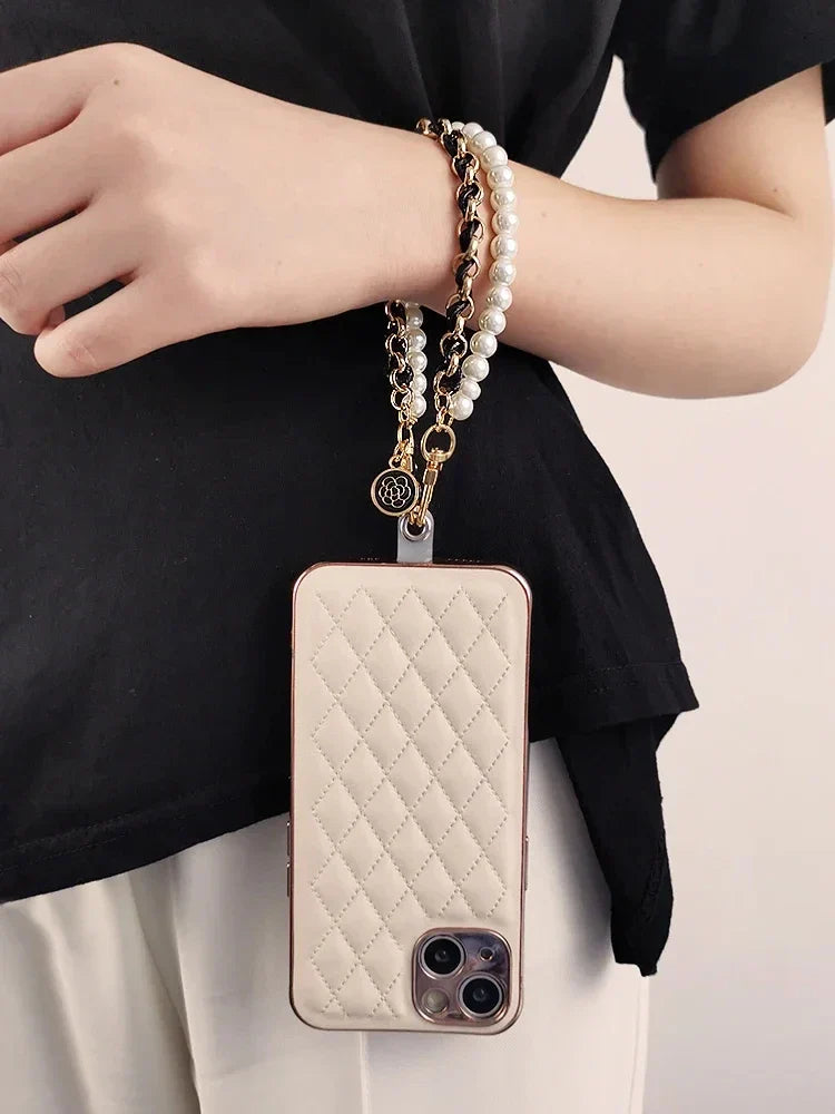 Leather Pearl Camellia Bracelet