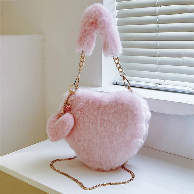 Elara Fur Heart Handbag - Buy 1 Get 1 Free