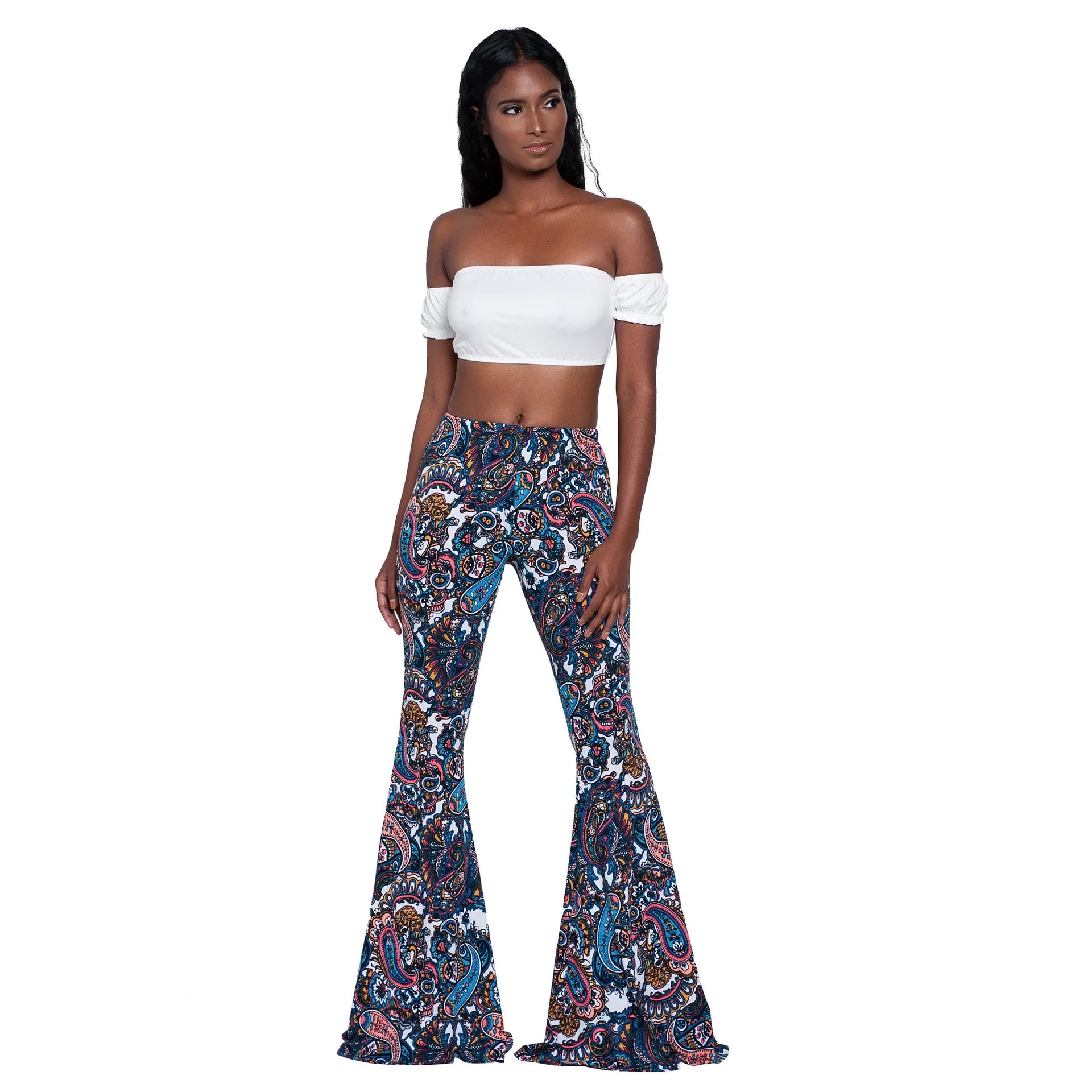 Velmora Printed Bell Bottoms - Aries x Rose