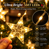 Warm White Star Curtain Lights with 8 Lighting Modes