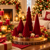 Burgundy Velvet Christmas Tree Decor Set of 5