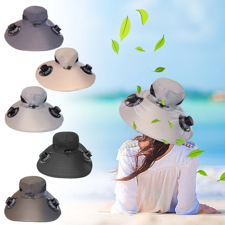 Solar-Powered Cooling Hat with Built-in Fan - Wide Brim, High Quality Outdoor Sunshade for Beach, Camping, Fishing - Lightweight Sombrero-like design for Men & Women - Ideal Summer Accessory, Hat, Beach, Durable