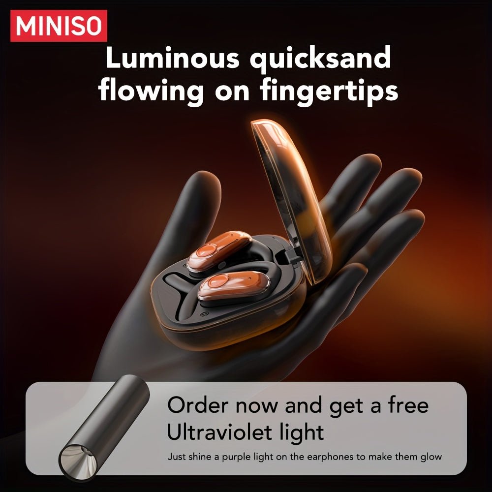 MINISO MS185 OWS Open - back luminous Quicksand Earphones with HIFI - level Sound Quality, Music, HD Voice, 40 hours of long Battery life, suitable for listening to Music, Running And Fitness - Aries x Rose