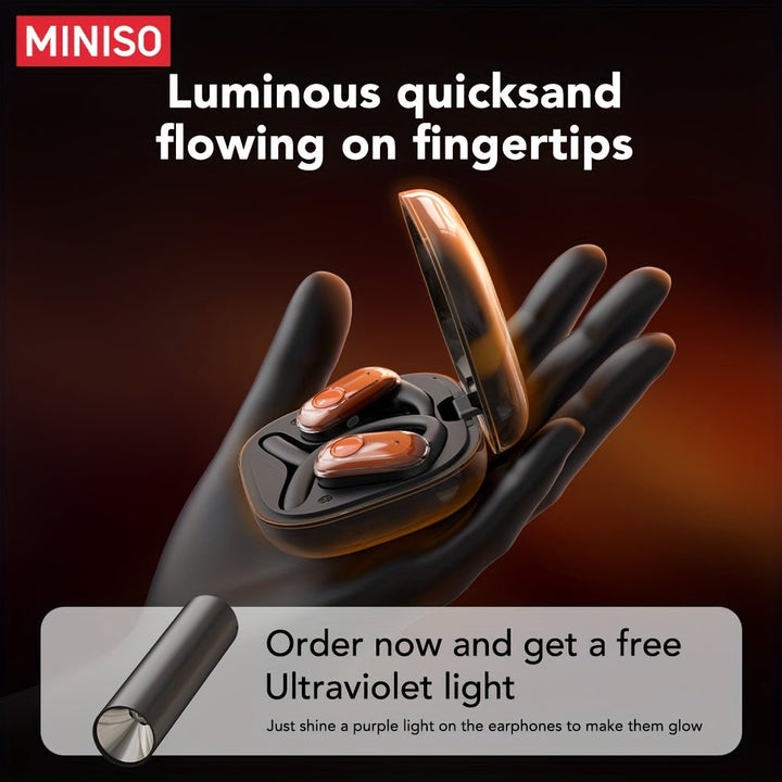 MINISO MS185 OWS Open - back luminous Quicksand Earphones with HIFI - level Sound Quality, Music, HD Voice, 40 hours of long Battery life, suitable for listening to Music, Running And Fitness - Aries x Rose