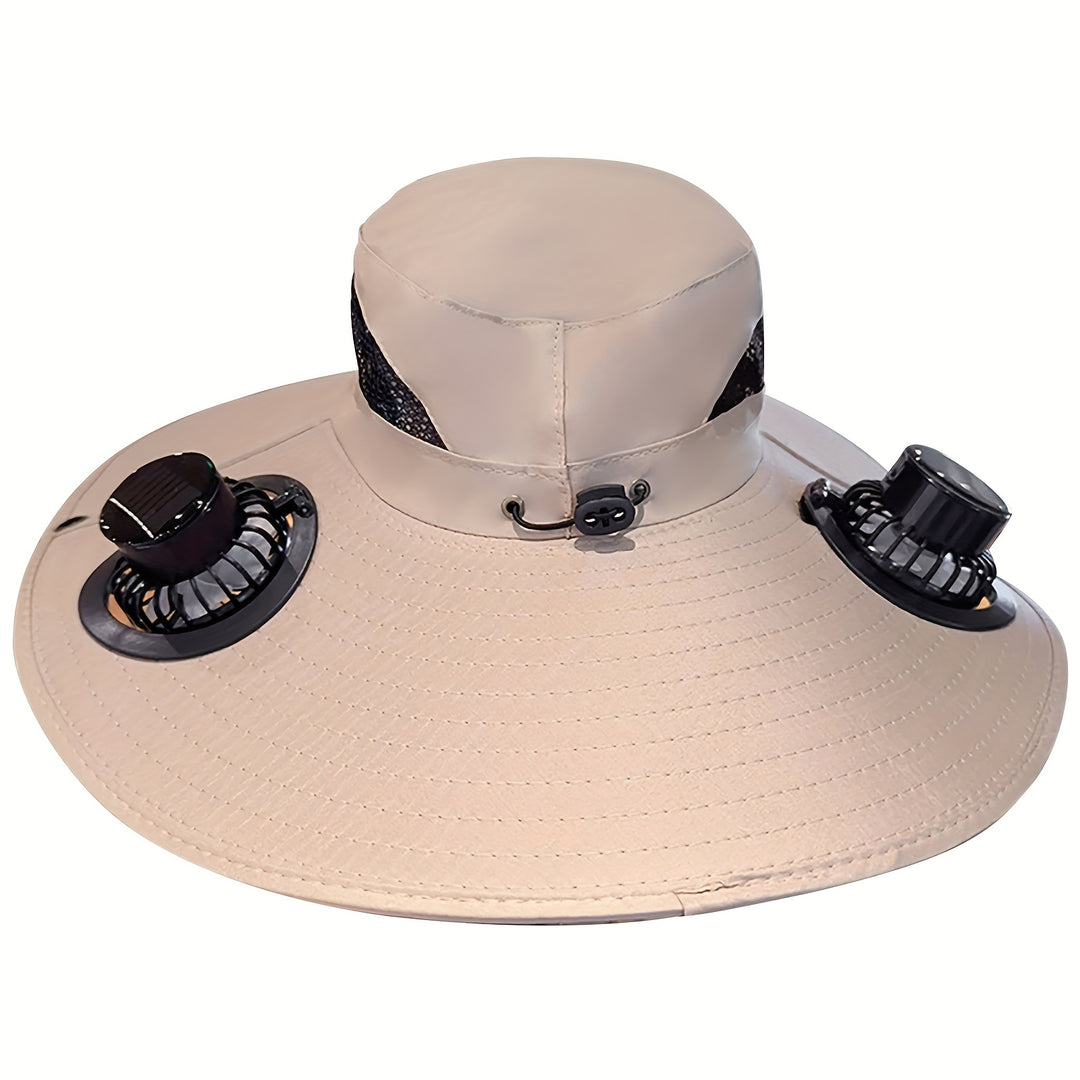 Solar-Powered Cooling Hat with Built-in Fan - Wide Brim, High Quality Outdoor Sunshade for Beach, Camping, Fishing - Lightweight Sombrero-like design for Men & Women - Ideal Summer Accessory, Hat, Beach, Durable