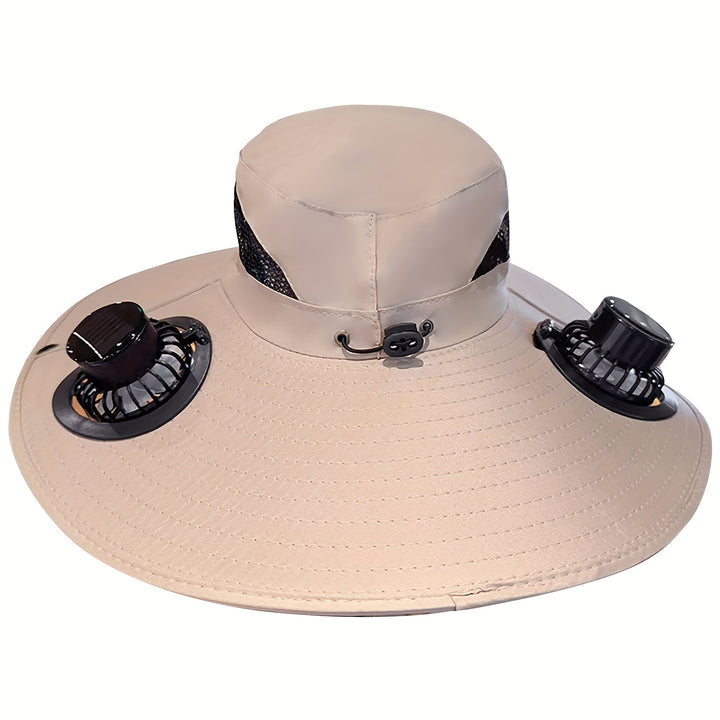 Solar-Powered Cooling Hat with Built-in Fan - Wide Brim, High Quality Outdoor Sunshade for Beach, Camping, Fishing - Lightweight Sombrero-like design for Men & Women - Ideal Summer Accessory, Hat, Beach, Durable