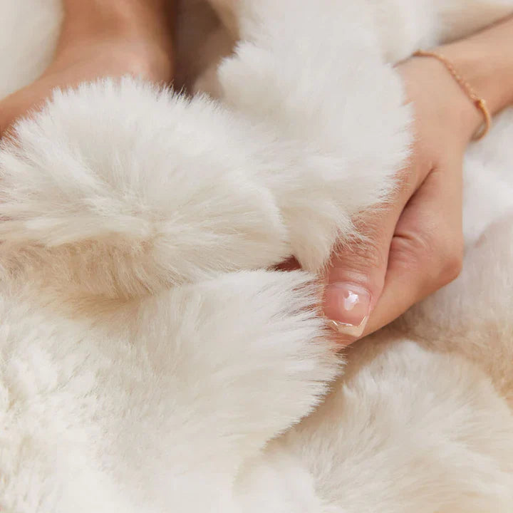 Plush Pearl Rabbit Fur Blanket
