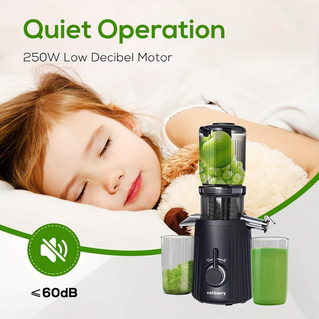 Celiberry Cold Press Juicer - Slow Masticating 55 RPM with 4.1" Large Feed Chute for Whole Fruits & Vegetables, Self-Feeding Quiet Motor, Automatic Pulp Separation, Easy Clean Compact Design for Home Use