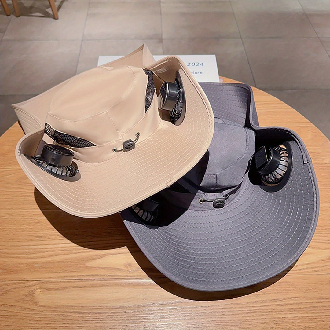 Solar-Powered Cooling Hat with Built-in Fan - Wide Brim, High Quality Outdoor Sunshade for Beach, Camping, Fishing - Lightweight Sombrero-like design for Men & Women - Ideal Summer Accessory, Hat, Beach, Durable