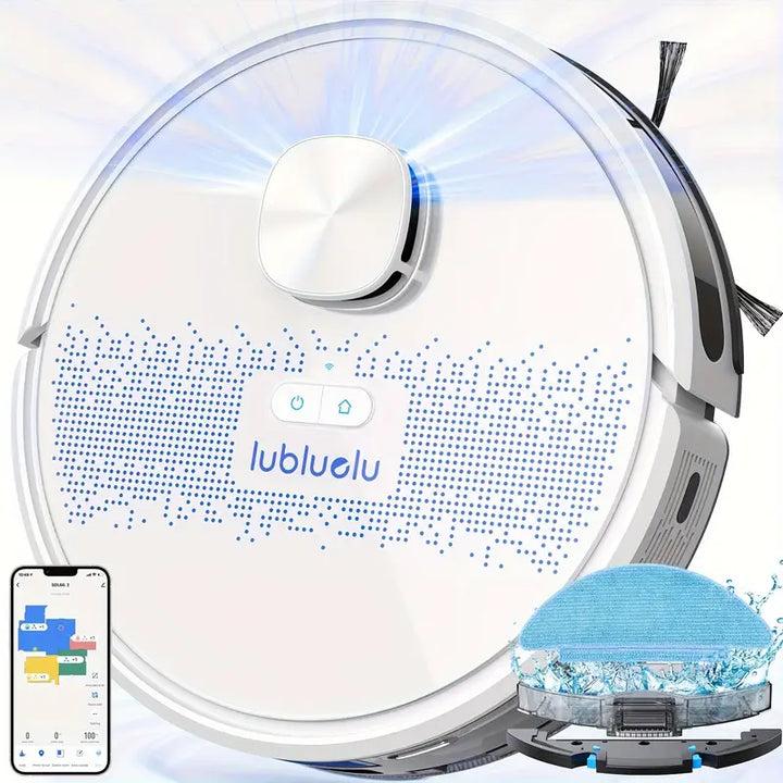 Lubluelu SL60D Robot Vacuum & Mop Combo, 4000Pa Strong Suction, Wi-Fi App Control, 150 Min Runtime, 10 No-Go Zones, Ideal for Pet Hair & Carpet Cleaning, Smart Laser Mapping, Voice Commands, Multi-Surface Floor Cleaning, Carpet Cleaning Robot | Sleek Robotic Design | Powerful Suction Vacuum, Lubluelu
