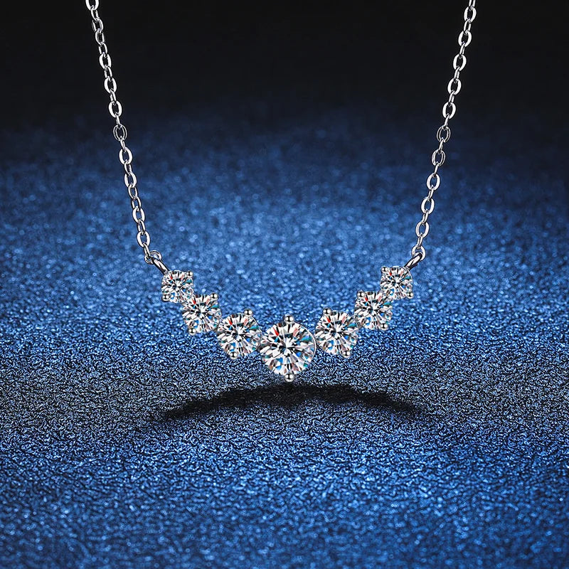 White gold moissanite necklace with elegant gift box
