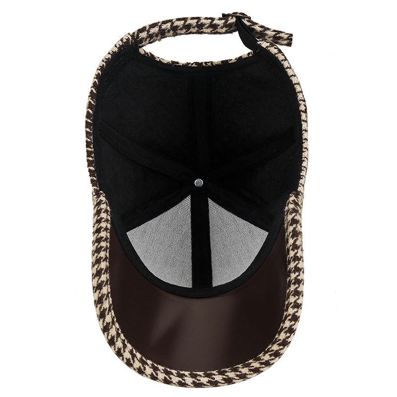 Thalor Classic Houndstooth Leather Cap