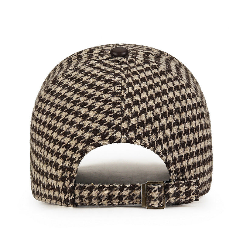 Thalor Classic Houndstooth Leather Cap