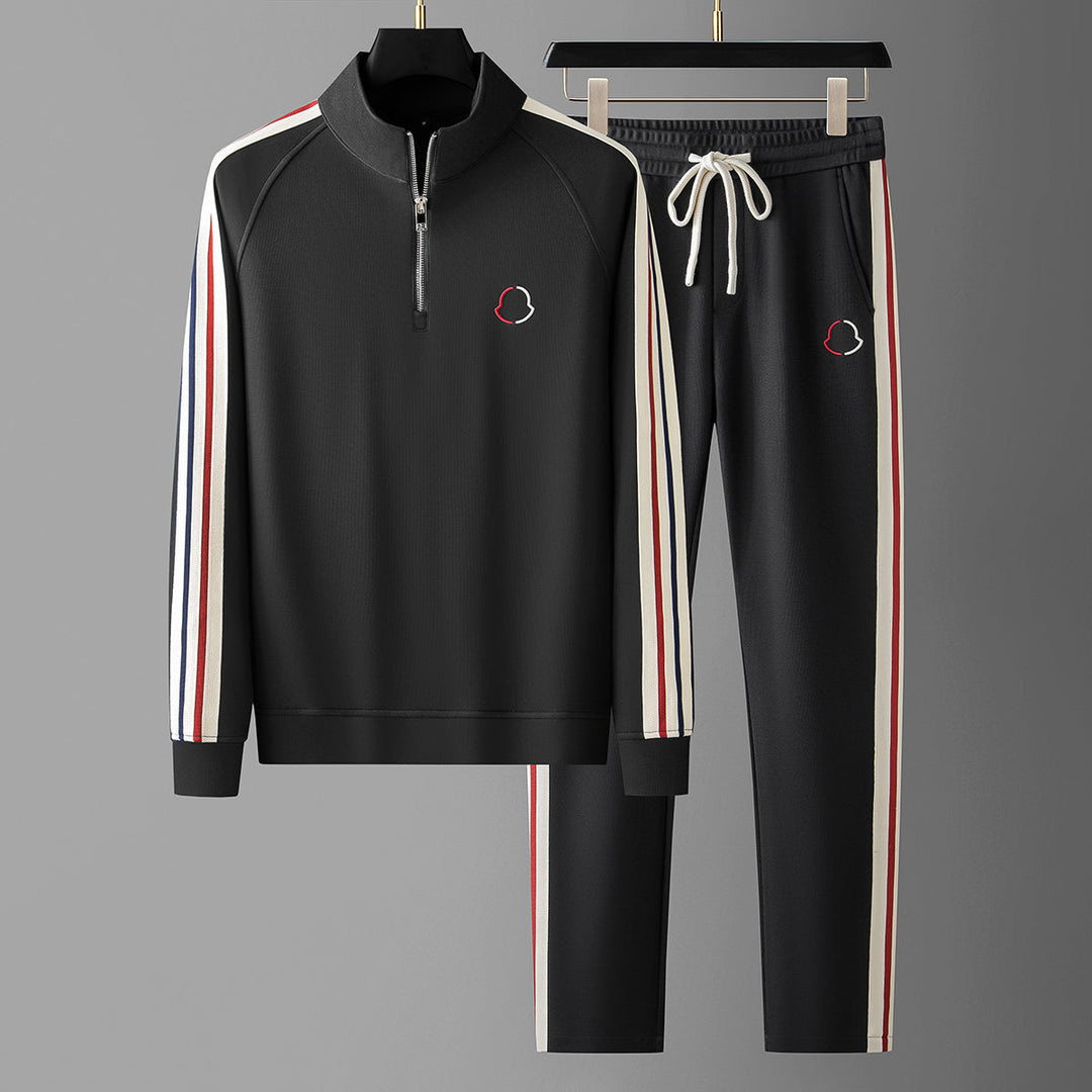 Side angle of men's athletic matching set with joggers
