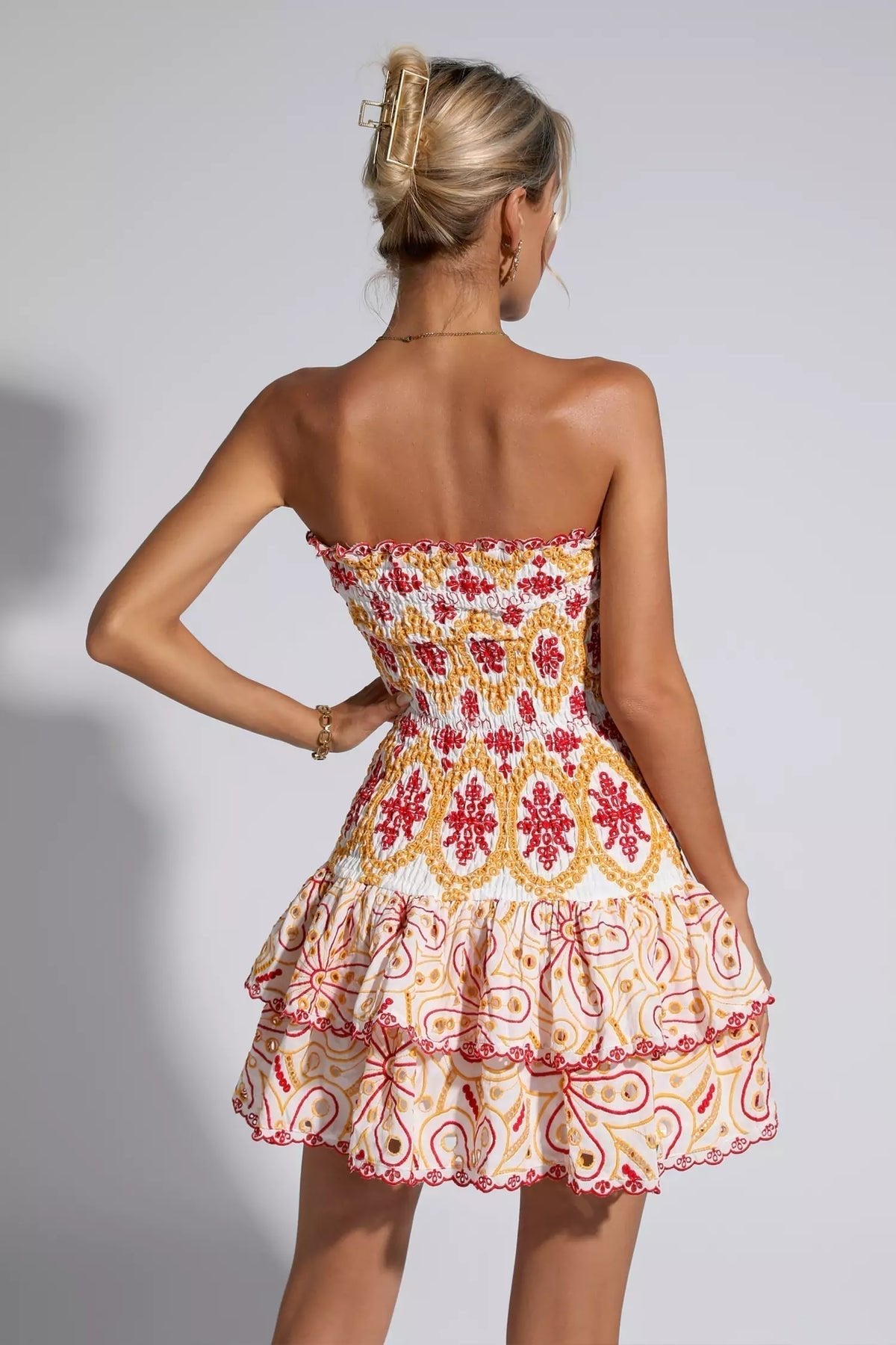 Elviane Broderie Anglaise Strapless Dress - Aries x Rose