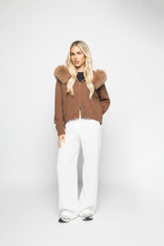 Side view of Jetset Cardi showing slim fit and breathable fabric
