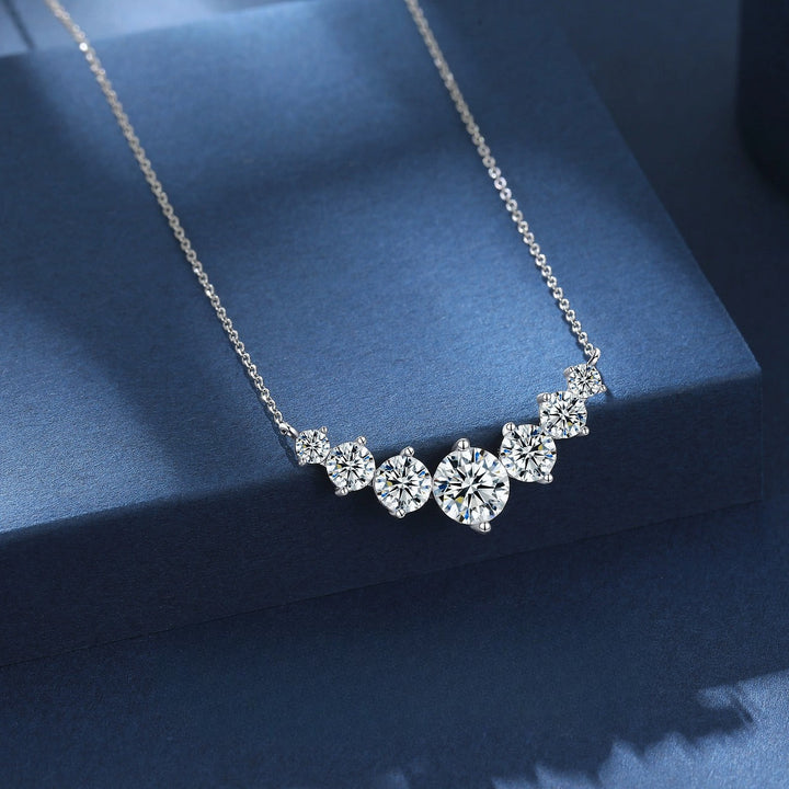 Lustrava Moissanite Necklace in white gold with brilliant pendant

