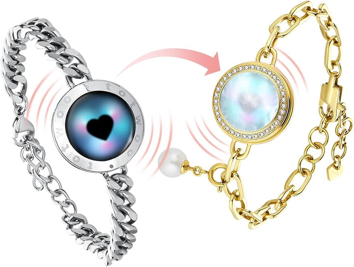 Touch bracelet lighting up to show real-time love signal
