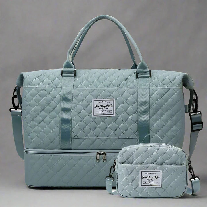 Close-up of matching makeup pouch from the 2PCS travel set
