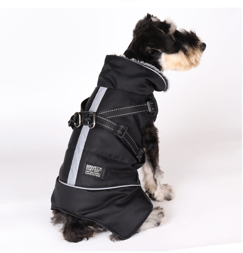 PawsGuard Waterproof Winter Jacket For Dogs With Harness