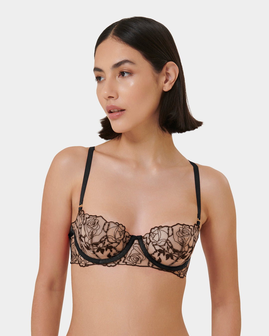 Rosalie Wired Bra in Midnight Bloom with floral embroidery
