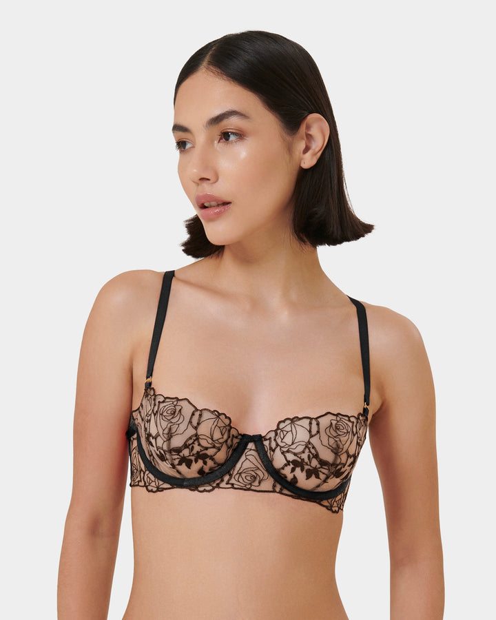 Rosalie Wired Bra in Midnight Bloom with floral embroidery
