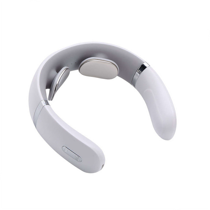 Cordless deep tissue neck massage device with heat and vibration
